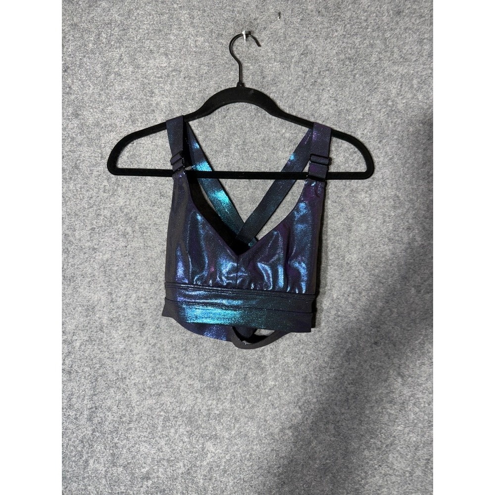 Buffbunny Collection Siren Sports Bra Iridescent Blue Purple Metallic Small - Picture 2 of 5